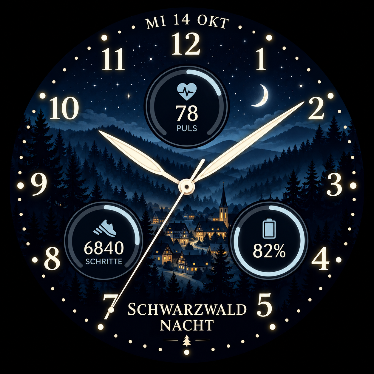Schwarzwald Nacht – Zifferblatt-Vorschau